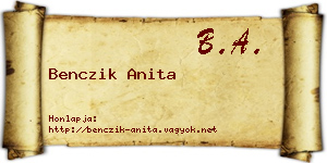 Benczik Anita névjegykártya