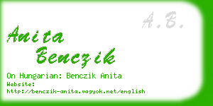 anita benczik business card